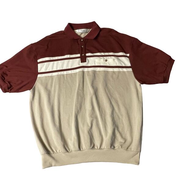 palmland Other - Classics by Palmland burgundy & tan polo grandpa style XL retro striped